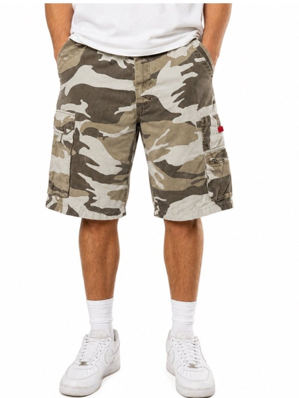 Surplus Shorts Mens 32 Camo Washed Woodland Cargo Airborne Combat Skater Baggy
